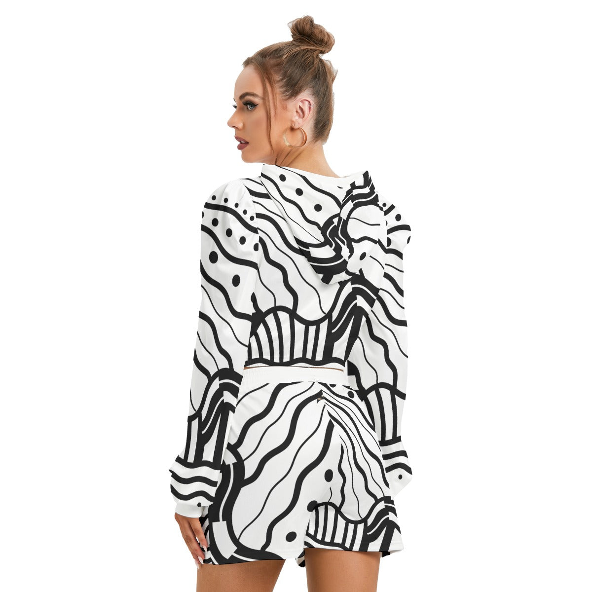 All-Over Print Women's Micro Fleece Hoodie And Shorts Set
