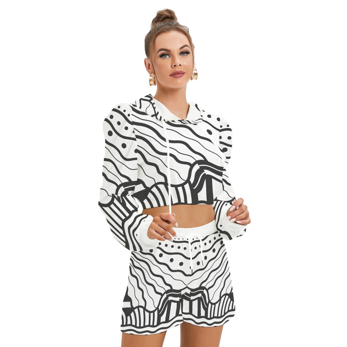 All-Over Print Women's Micro Fleece Hoodie And Shorts Set